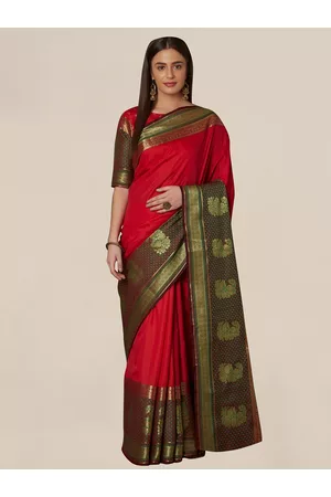 Kalini Red & Magenta Woven Design Zari Silk Blend Saree
