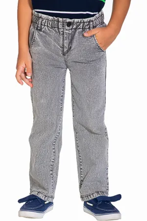 Cherry Crumble Kids Grey Solid Mid-Rise Regular Fit Jeans