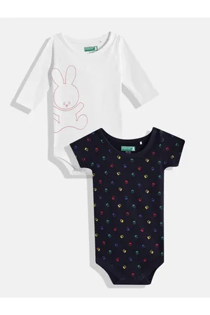 Benetton Infant Boys Set of 2 Pure Cotton Rompers