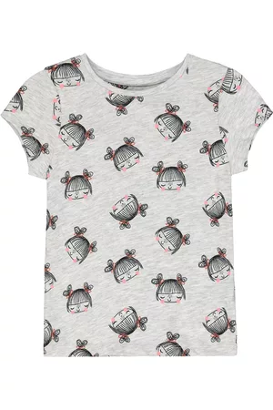 Mothercare Girls Grey Printed Round Neck T-shirt