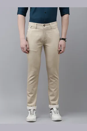 V Dot Men Textured Slim Fit Trousers