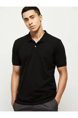 Max Collection Men Black Polo Collar T-shirt