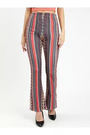 BAESD Women Striped Slim Fit Wrinkle Free Bootcut Trousers
