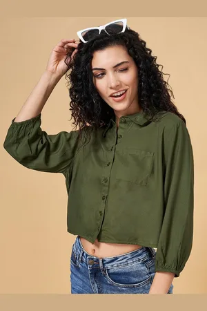 Pantaloons Shirt Style Crop Top