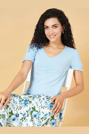 Pantaloons V-Neck Puff Sleeves Top