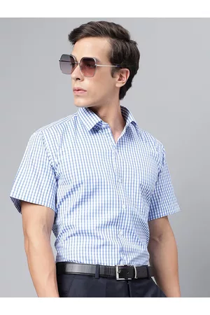English Navy Relaxed Slim Fit Gingham Checked Formal Shirt