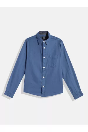Indian Terrain Boys Standard Solid Regular Fit Opaque Pure Cotton Casual Shirt