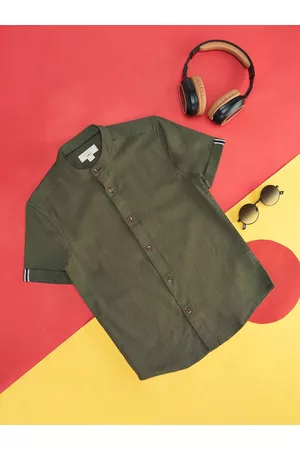 Pantaloons Boys Band Collar Cotton Casual Shirt