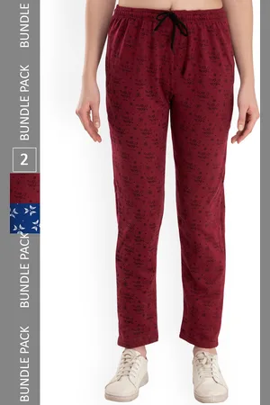 IndiWeaves Women Pack Of 2 Floral Printed Fleece Track Pants
