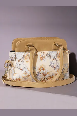 DEEBACO Floral Printed Structured Handheld Bag
