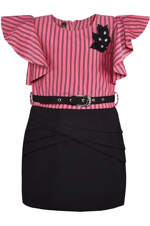 Wish Karo Infants Striped Flared Sleeves Cotton Lyra Sheath Dress
