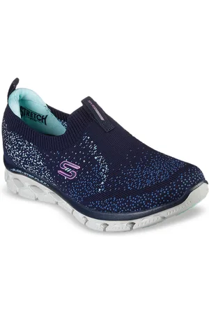 Skechers Women Navy Blue & White Printed Slip-On Sneakers