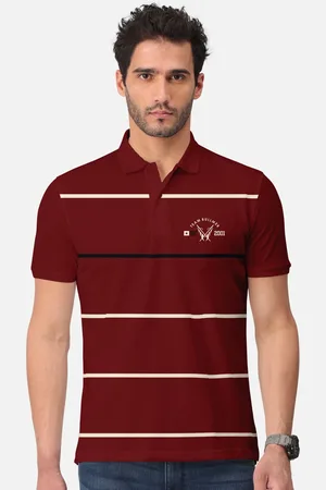 bullmer Striped Polo Collar Cotton T-Shirt