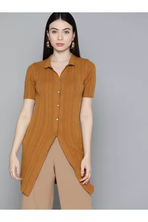 Chemistry Ribbed Polo Collar Longline Tunic