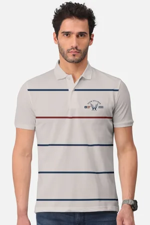 bullmer Striped Polo Collar Cotton T-Shirt