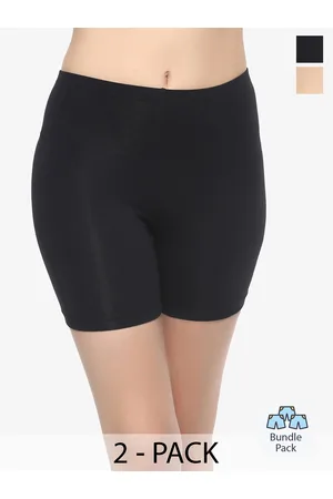 Soie Pack of 2 Mid Rise Breathable Cotton Spandex Knee Length Cycling Shorts