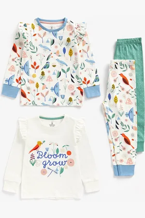 Mothercare Girls Set Of 2 Printed Pure Cotton Top with Joggers