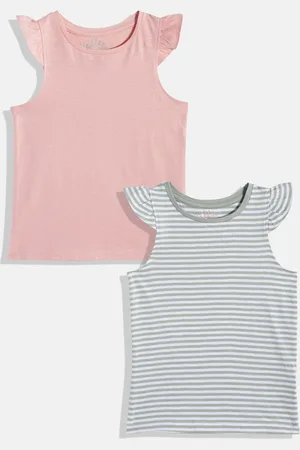 Mothercare Girls Pack of 2 Striped Pure Cotton T-shirts