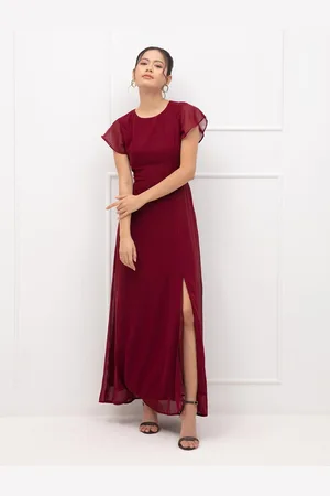 20Dresses Women Maroon Georgette Maxi Dress