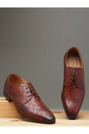 Ruosh Men Textured Leather Formal Derbys