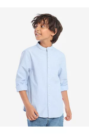 BONKIDS Boys Band Collar Standard Opaque Casual Shirt
