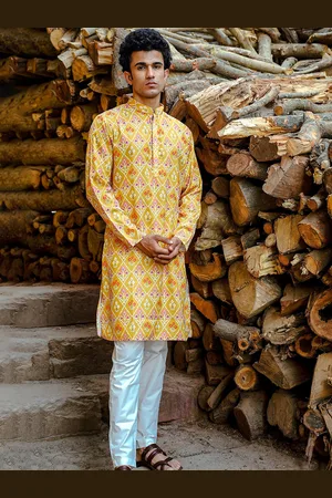 BE DESI Ethnic Motifs Printed Mandarin Collar Straight Kurta