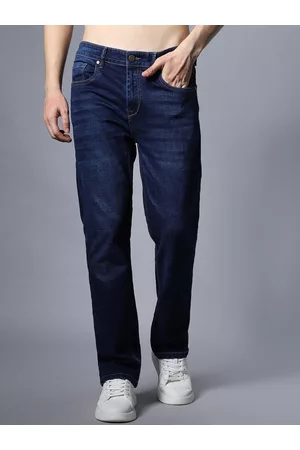 High Star Men Wide Leg Clean Look Mid-Rise Stretchable Jeans