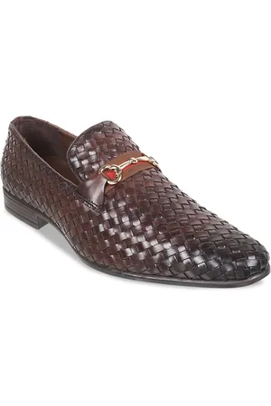 Metro Men Textured Leather Formal Horsebit Loafers