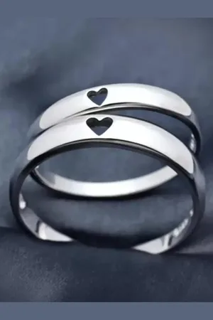 KARISHMA KREATIONS Unisex Set Of 2 Silver-Plated Heart Cut-Out Couple Rings