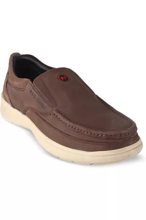 Red Chief Men Leather Padded Insole Contrast Sole Loafers