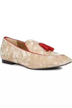 SAINT G. Women Pointed Toe Printed Leather Tassel Loafers