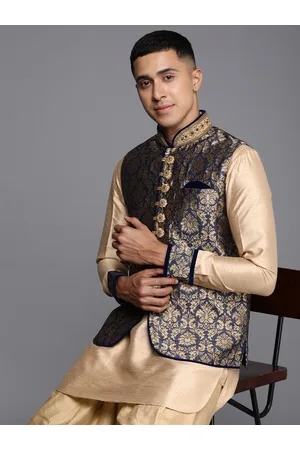 MANU Solid Regular Kurta with Dhoti Pants & Nehru Jacket