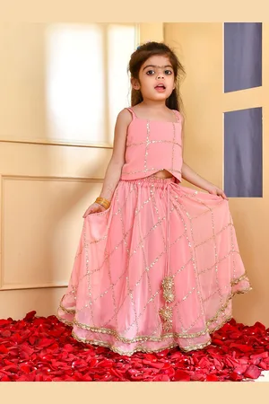 Rangpur Girls Square Neck Embroidered Sequinned Lehenga & Blouse