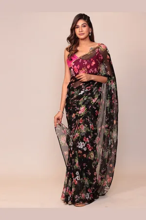 ZARI Floral Printed Saree
