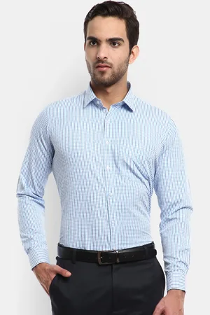 V-Mart Men Blue Standard Checked Formal Shirt