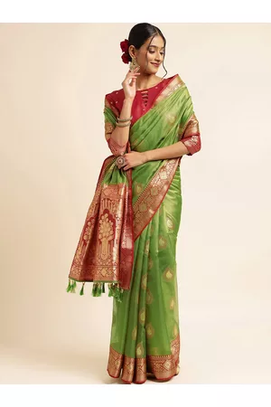 Mitera Ethnic Motifs Woven Design Zari Tissue Banarasi Saree