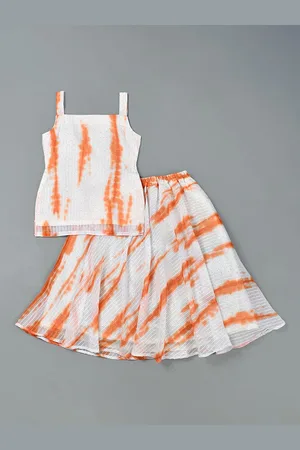 Rangpur Girls Dyed Sequined Georgette Straight Kurta With Skirt