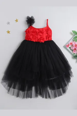 MANY FROCKS & Girls Shoulder Straps Net Fit & Flare Dress