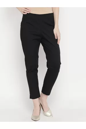 Buy Women White Regular Fit Solid Cigarette Trousers online | Looksgud.in