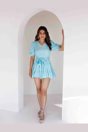 Ragavi V-Neck Fit & Flare Cotton Mini Dress