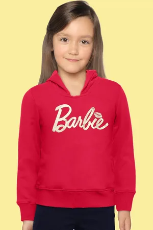 Kidsville Girls Barbie Printed Cotton Hooded Sweatshirt