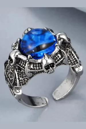 KARISHMA KREATIONS Stone-Studded Adjustable Devil Eye Finger Ring