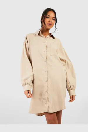 Boohoo Puff Sleeves Shirt Mini Dress