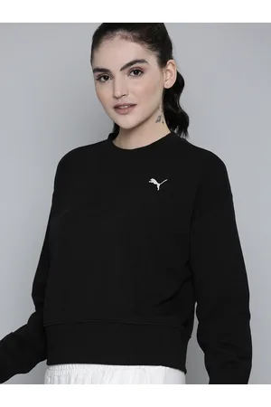 PUMA Women Solid Crew Neck Her Knitted Pure Cotton Relaxed Fit Sweatshirt