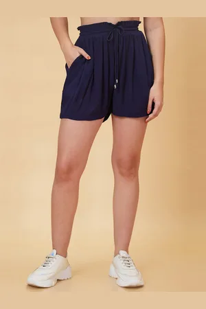 Globus Women Navy Blue High-Rise Regular Shorts