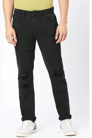 LOVEGEN Men Skinny Fit Mid-Rise Slash Knee Cotton Jeans