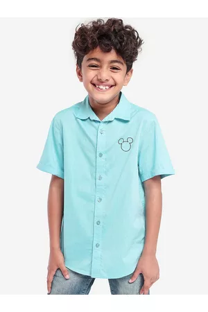BONKIDS Boys Spread Collar Standard Opaque Cotton Casual Shirt
