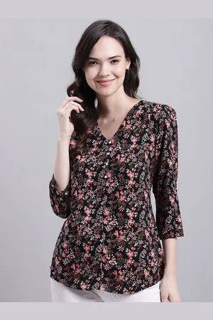 CANTABIL Floral Printed V-Neck Top
