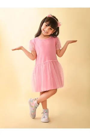 LilPicks Girls Net Fit & Flare Dress