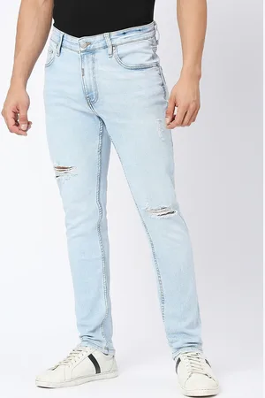 LOVEGEN Men Skinny Fit Mid-Rise Mildly Distressed Heavy Fade Cotton Jeans